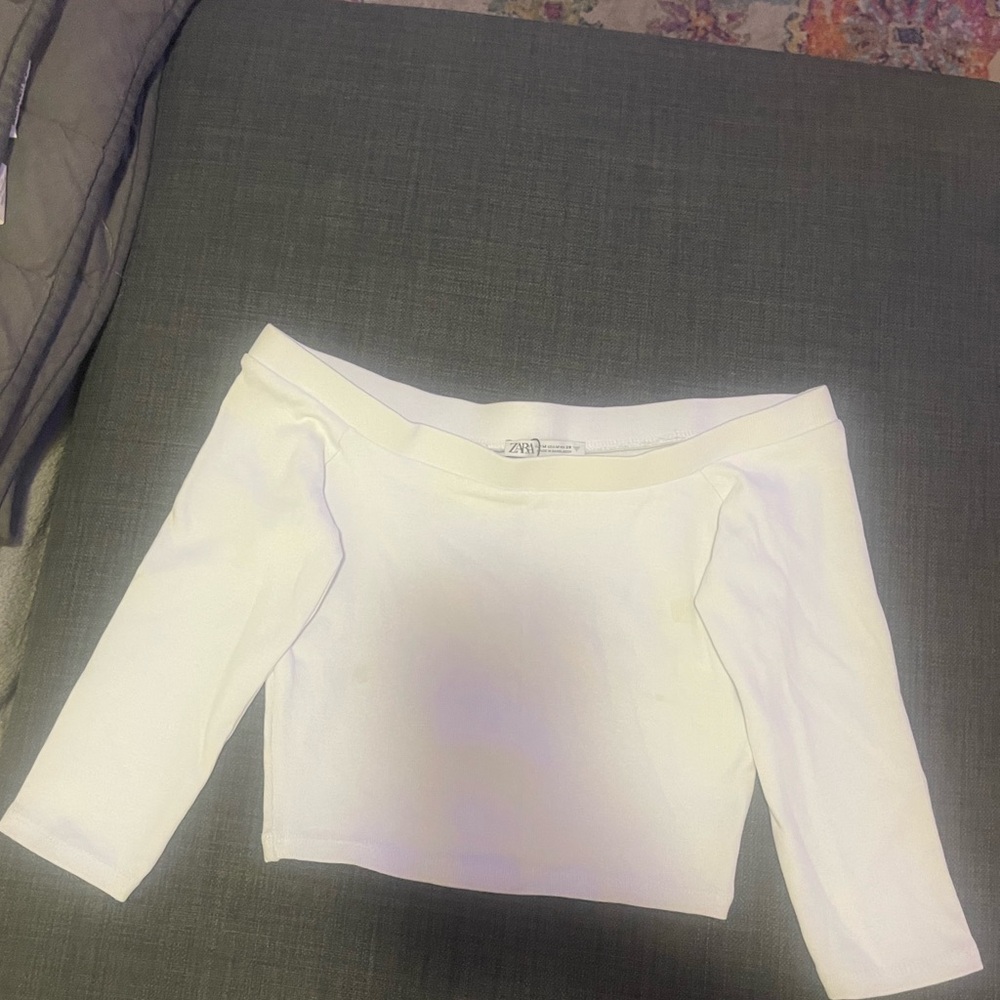 Zara white off the shoulder crop top